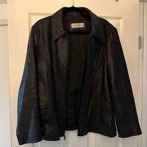 Jones New York Classic Black Leather Jacket Women’s Size M